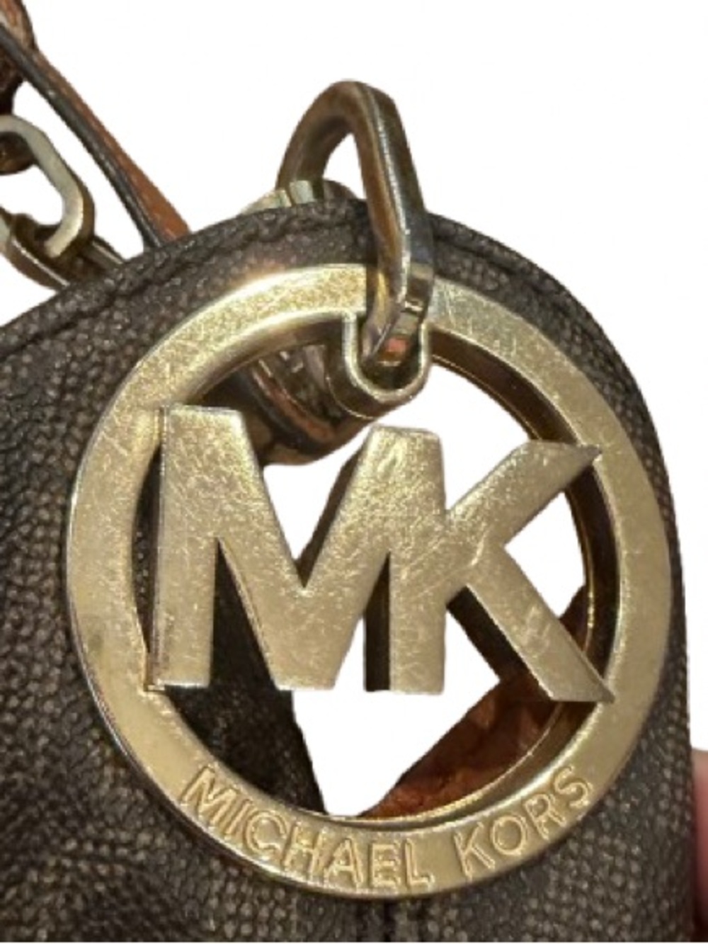 Michael Kors Brown MK Logo Hobo Bag with Lots of Pockets Needs zipper pull - Picture 2 of 15